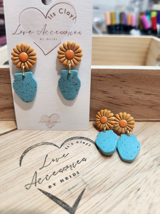 Boho Vintage Floral Vase Earrings