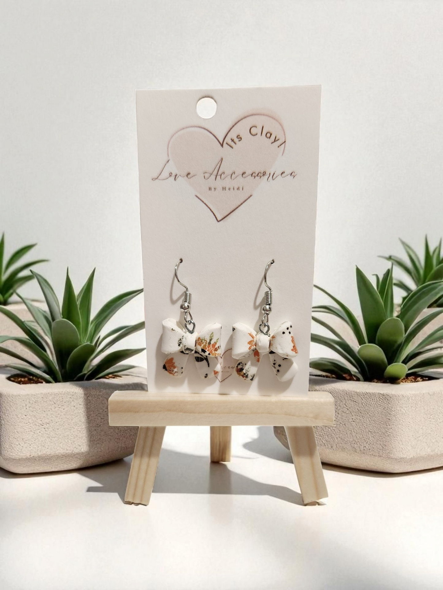 Vintage Sunflower pattern Bow Dangle Earrings