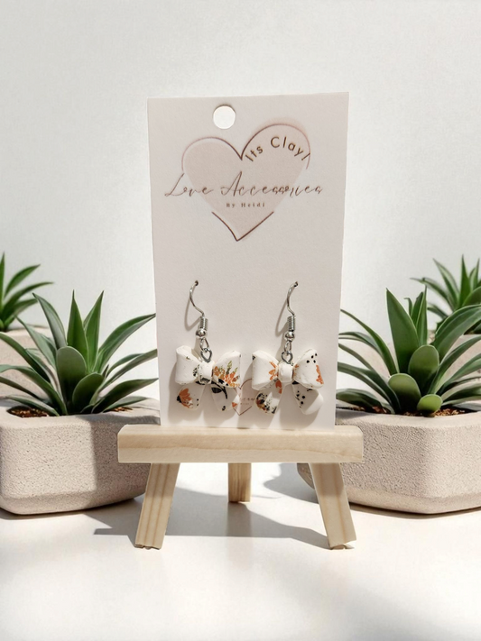 Vintage Sunflower pattern Bow Dangle Earrings