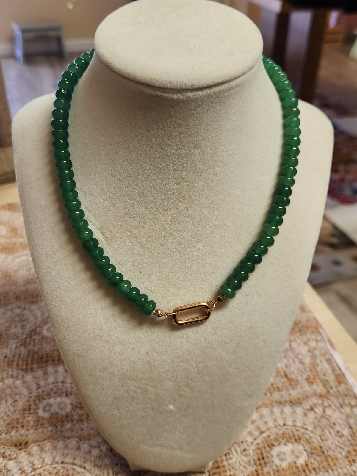 Natural Stone Necklaces w/Gold Carabiner Charm Holder
