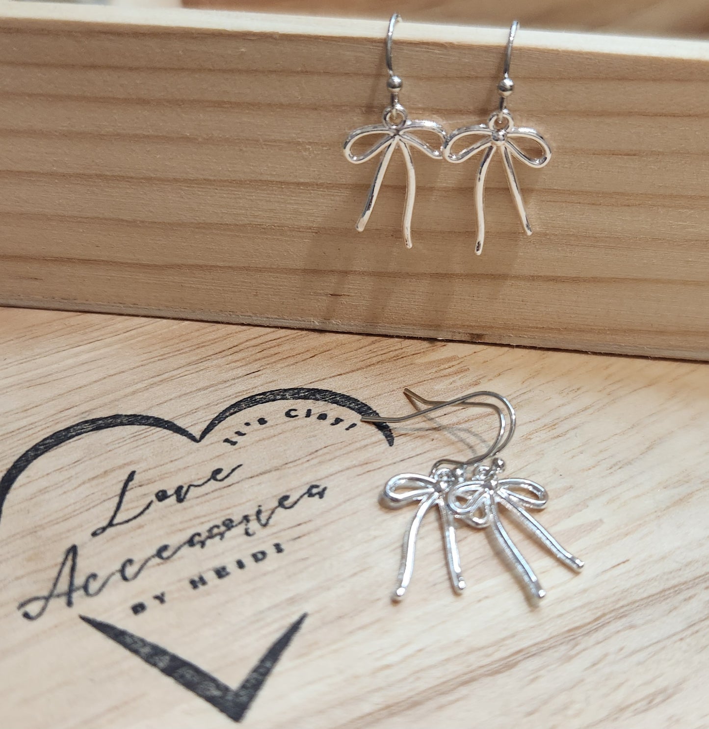 Silver Bow Dangle Earrings