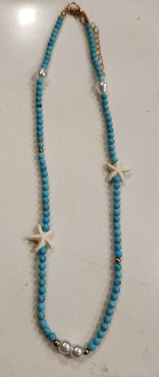 Turquoise Starfish Beaded Necklace