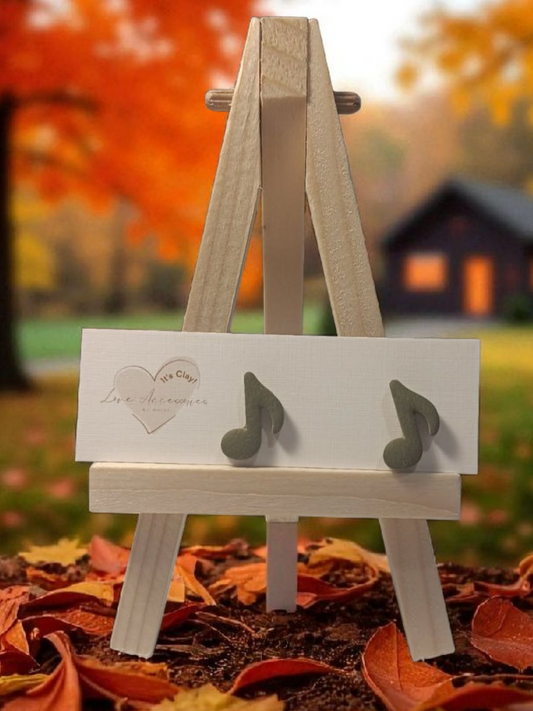 Back To school musical notes, stud earrings. Moss color