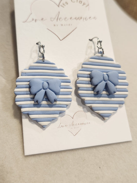 Coquette Stripe Bow Earrings