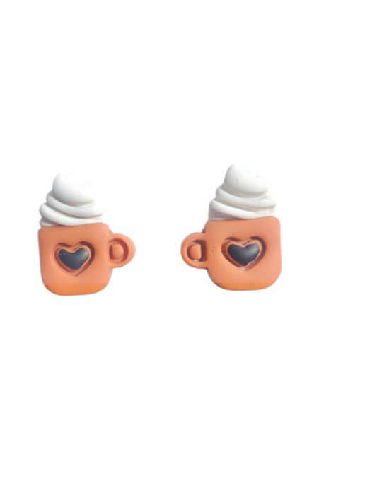 Lotta Love cafe W/whipped topping mug stud earrings