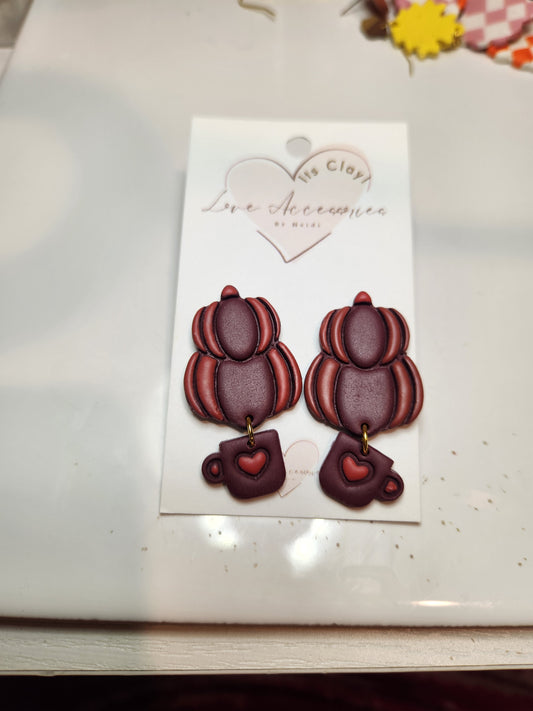 Pumpkin Latte Clay Dangle Earrings