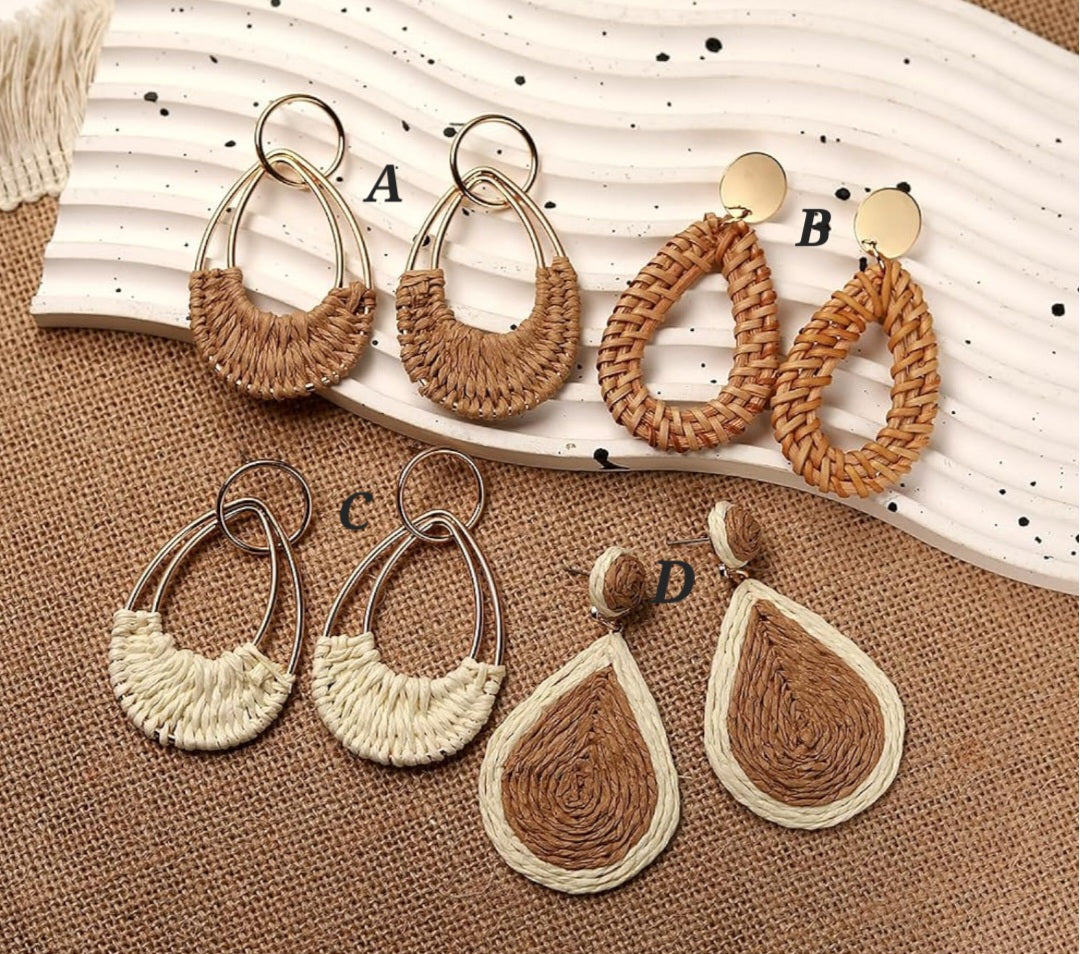 Coastal Rattan Drop Earrings