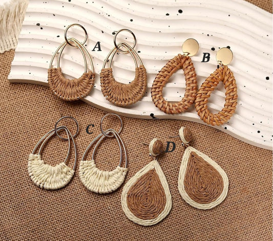 Coastal Rattan Drop Earrings