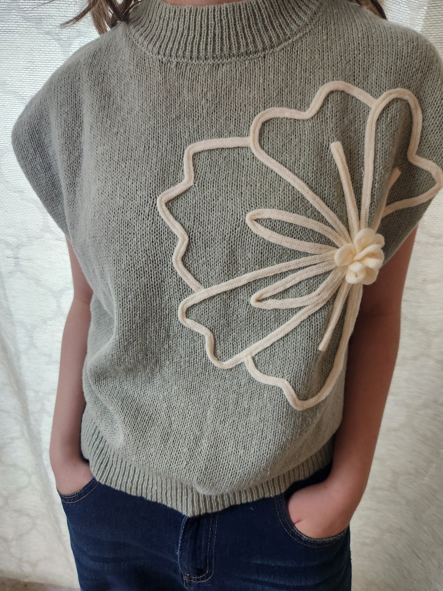 Sage Bloom Sweater Knit Vest