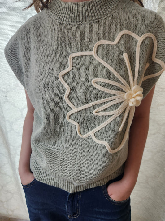 Sage Bloom Sweater Knit Vest