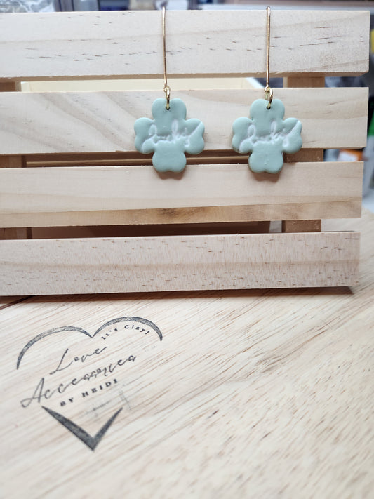 St. Patrick's Day Four Leaf Clover Lucky Clay Earrings