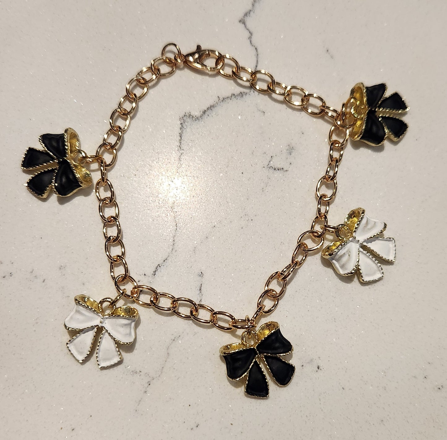 Black & White Gold Bow Bracelet