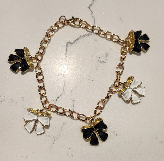 Black & White Gold Bow Bracelet