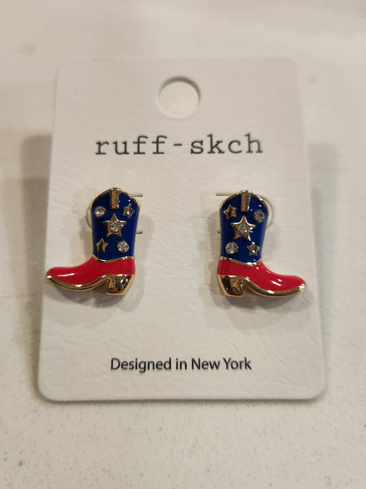 Red/White/ & Boots stud earrings