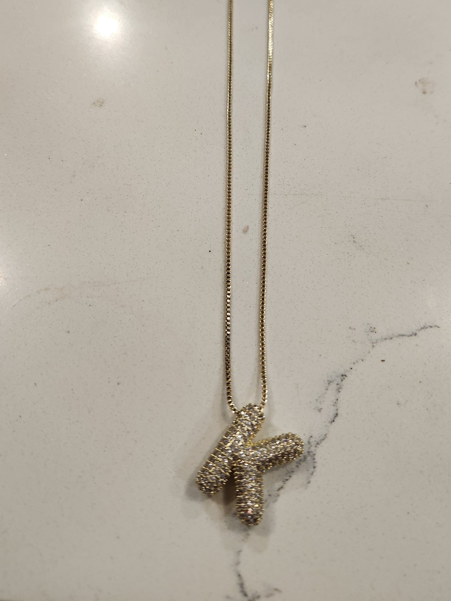 Initial Bubble Letters in gold