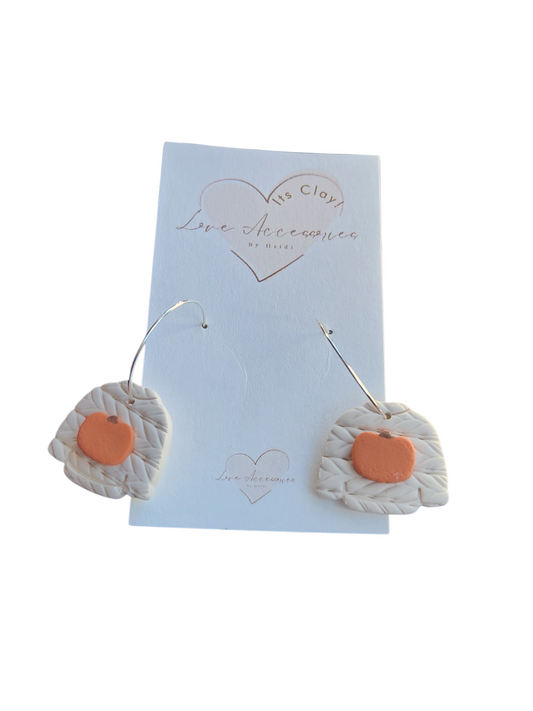 Ugly Sweater pumpkin silver hoop earrings