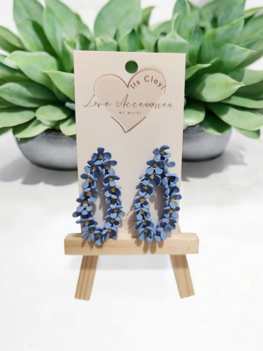 Blue Flower Teardrop Earrings