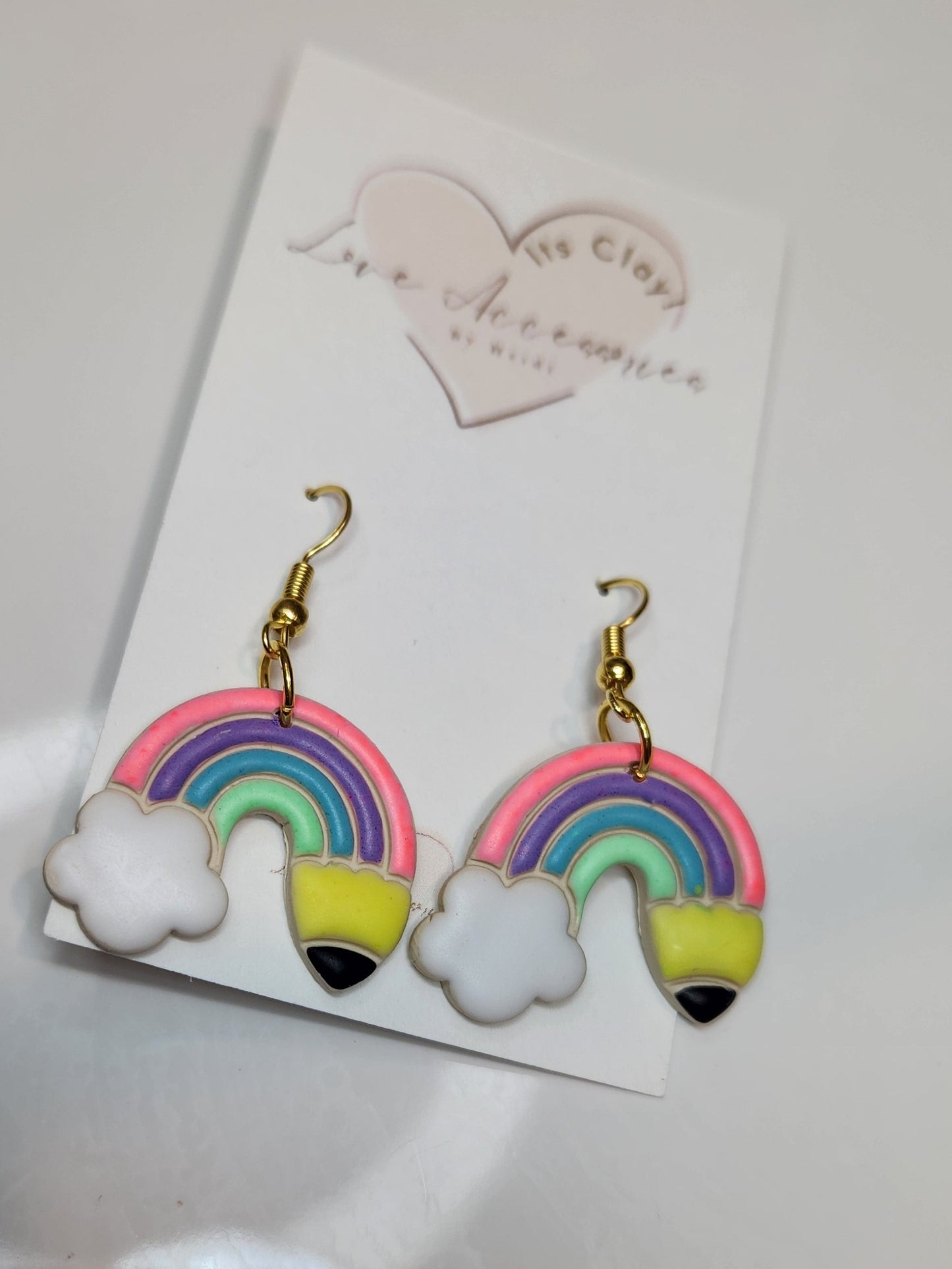 Rainbow Pencil Dangle Earrings