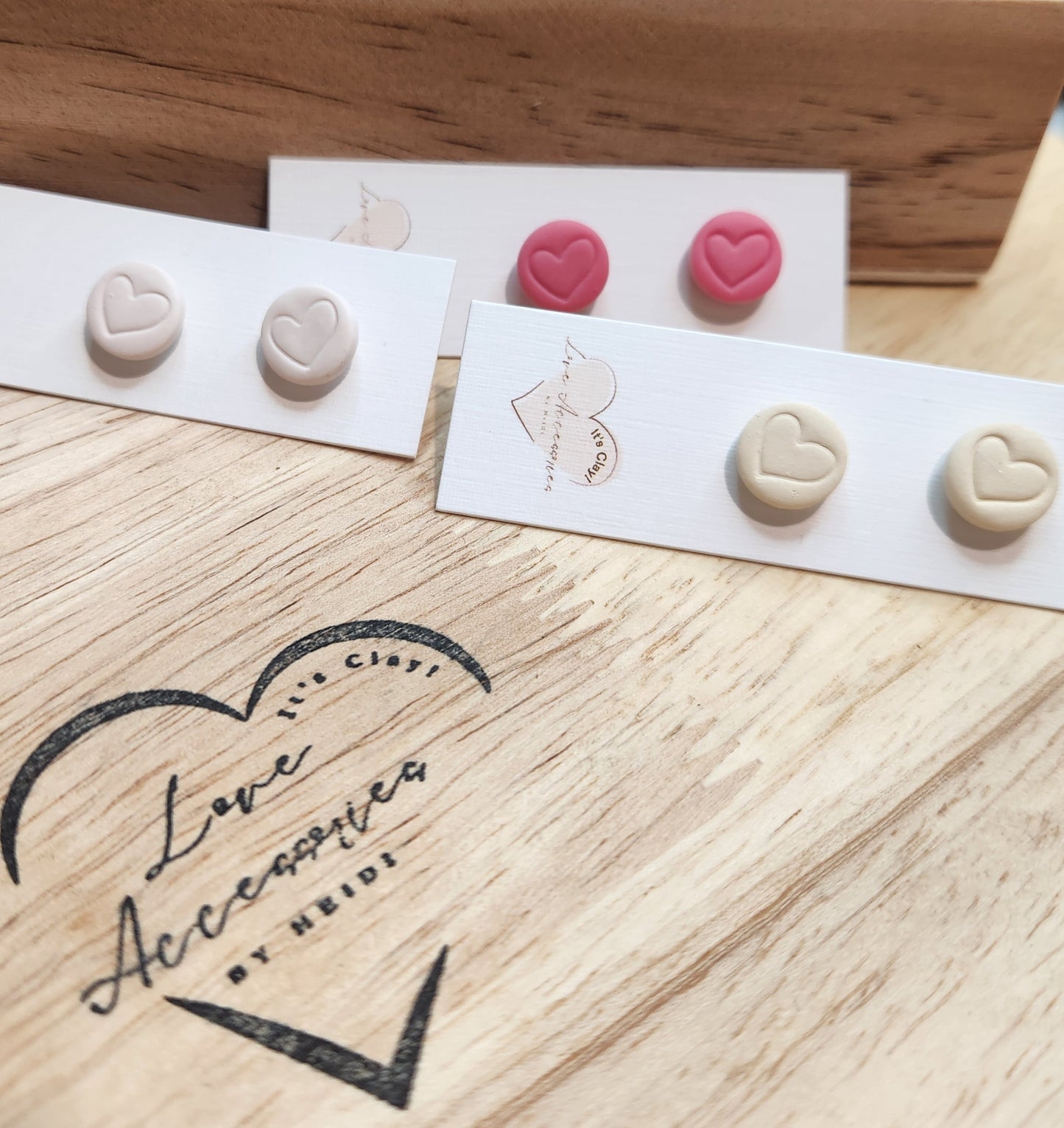 Pink Heart Stamp Stud Earrings
